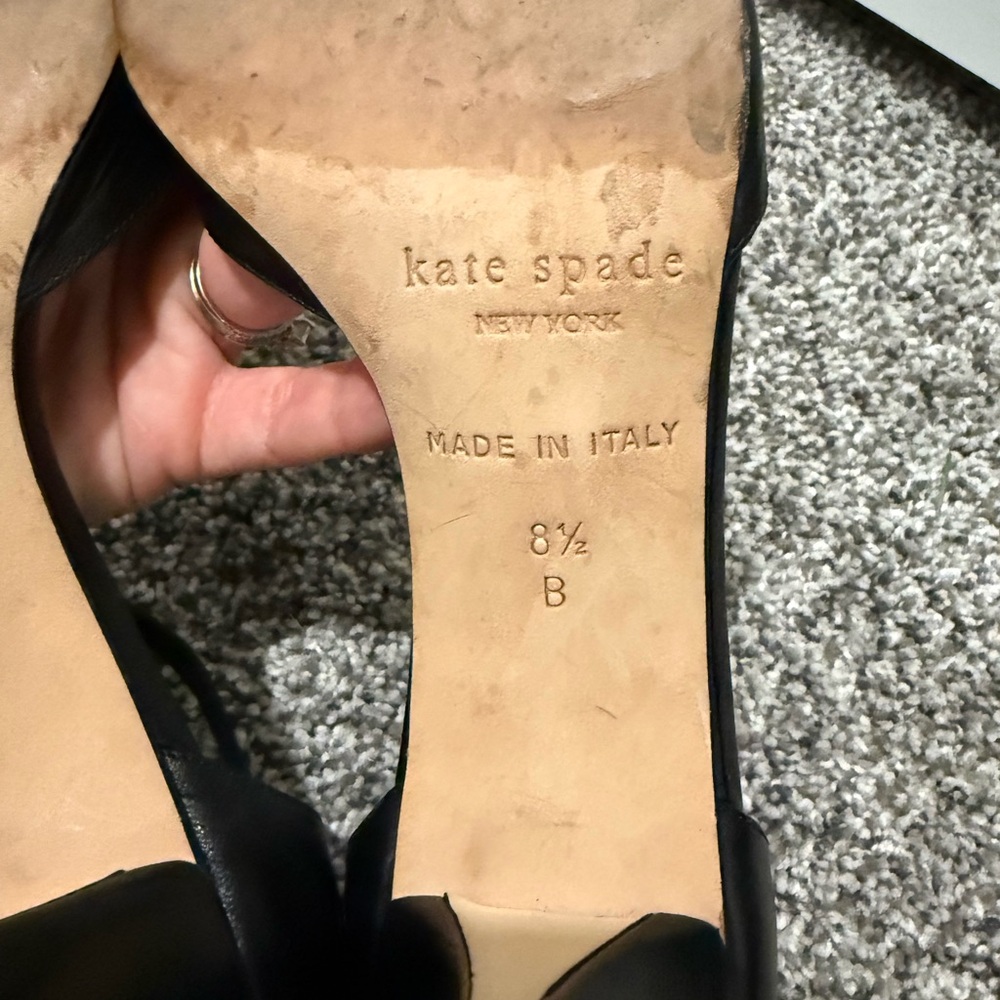 Kate Spade black kitten heel black leather shoes, women's size 8.5 - Picture 14 of 15